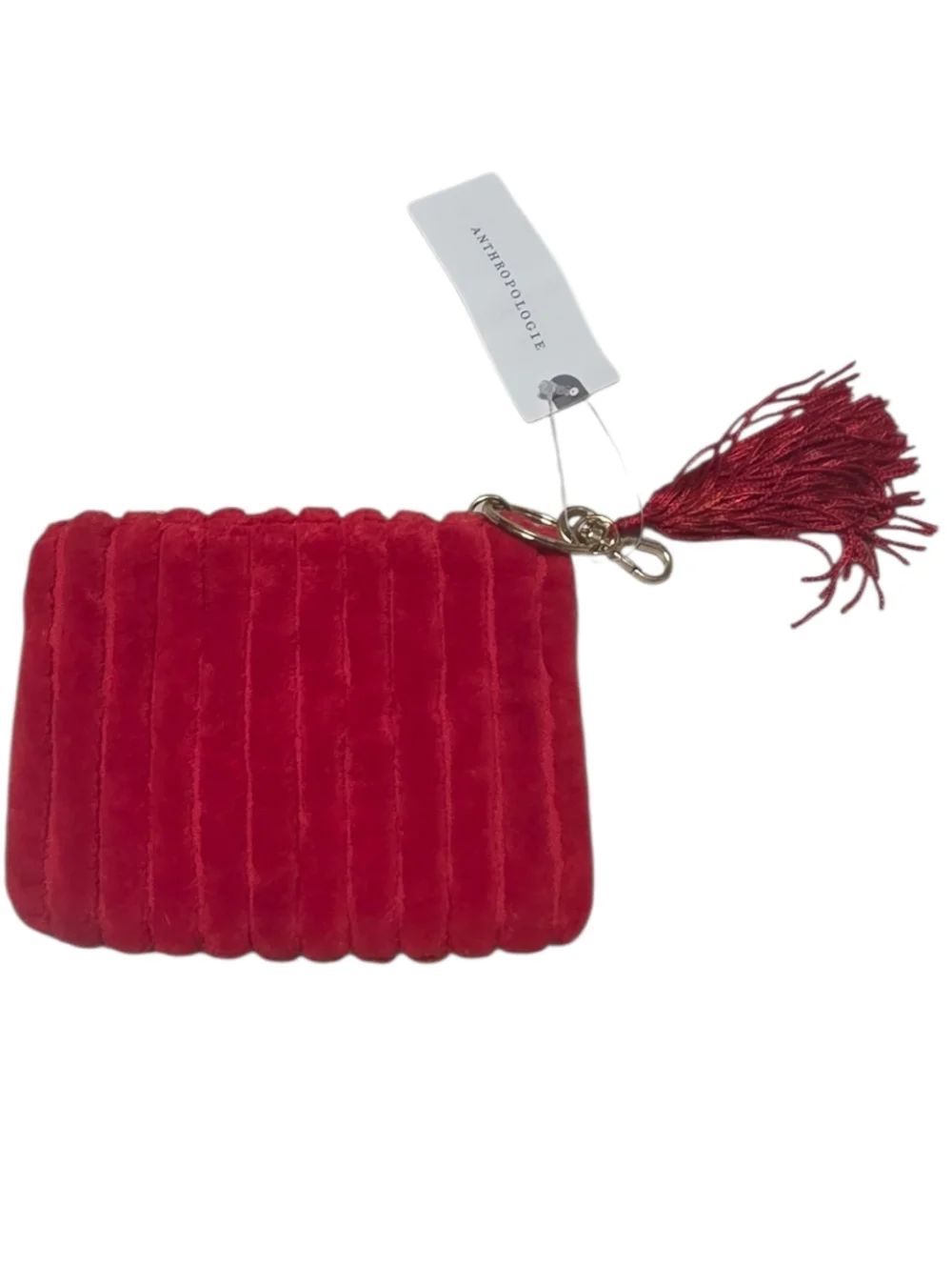 NWT Anthropologie Beaded Quilted Holiday Coin Purse With Tassel Zipper Pull
